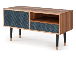 New Mueble de TV - 115х59х48 cm - T3 - Knitted Pattern, Nogueira Castanho