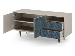 Mueble de TV - 125х56х41 cm - T7 - Knitted Pattern, Areia Bege