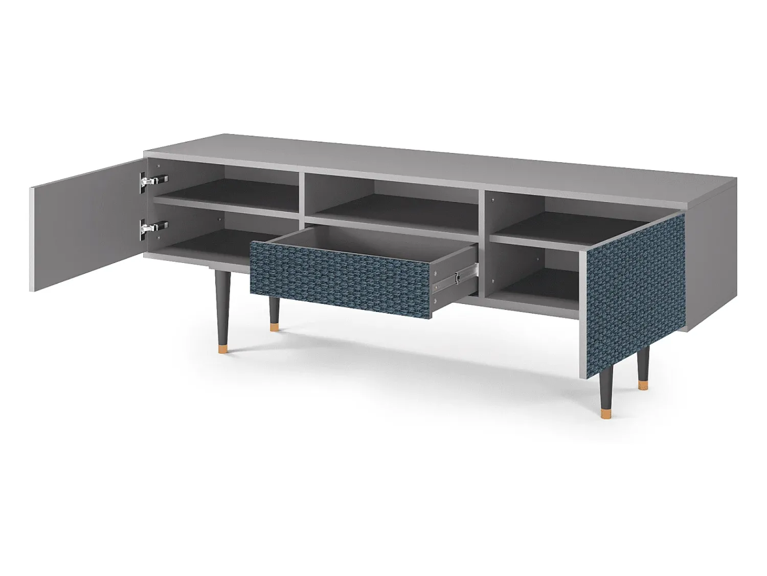 Móvel De Tv| Mueble de TV - 170х59х41 cm - T6 - Knitted Pattern, Cinza Cinzento