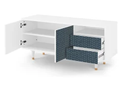 Móvel De Tv* Mueble de TV - 125х56х41 cm - T7 - Knitted Pattern, Branco Bege