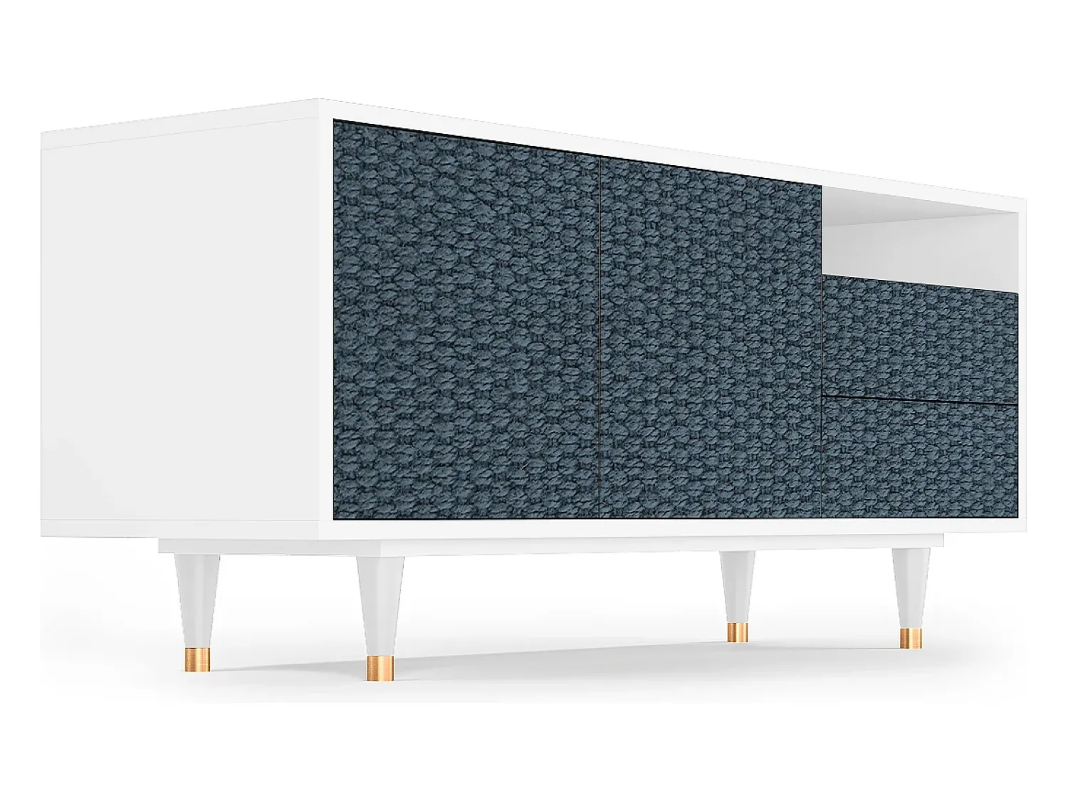 Móvel De Tv* Mueble de TV - 125х56х41 cm - T7 - Knitted Pattern, Branco Bege