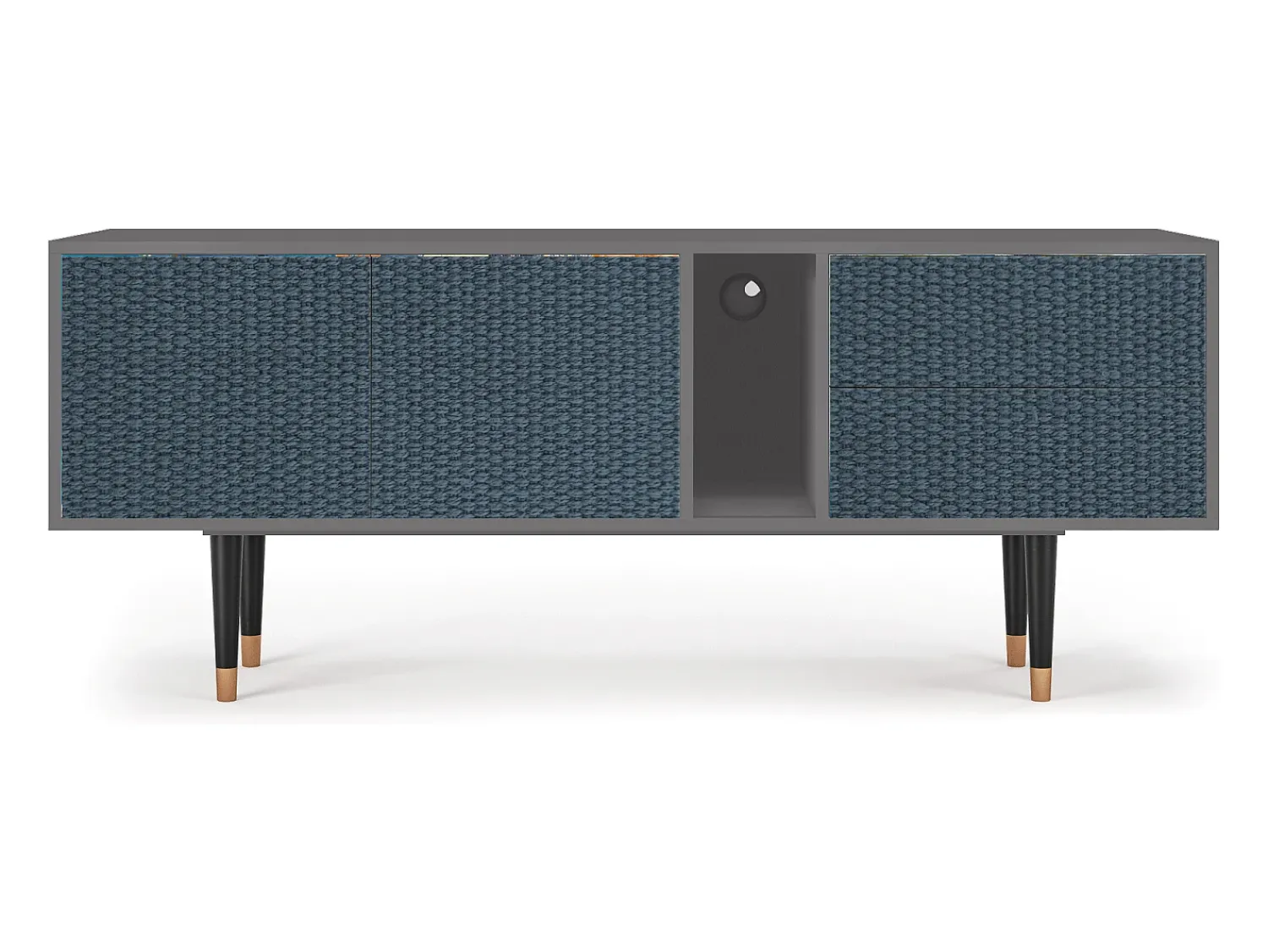 Móvel De Tv| Mueble de TV - 170х69х48 cm - T1 - Knitted Pattern, Cinza Cinzento