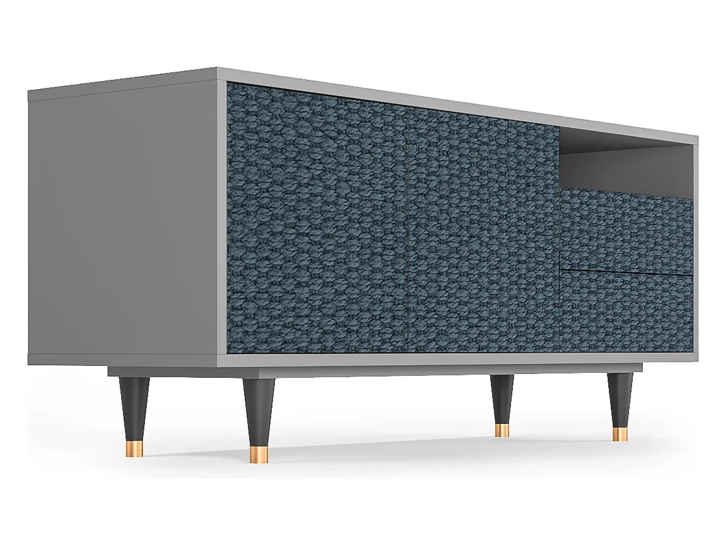 Móvel De Tv* Mueble de TV - 125х56х41 cm - T7 - Knitted Pattern, Cinza Cinzento