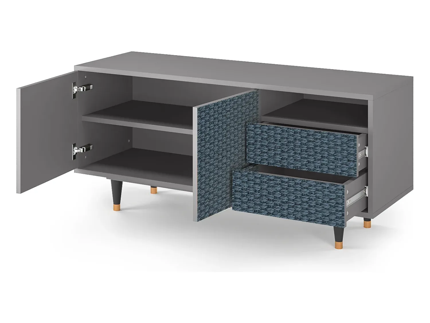 Móvel De Tv* Mueble de TV - 125х56х41 cm - T7 - Knitted Pattern, Cinza Cinzento