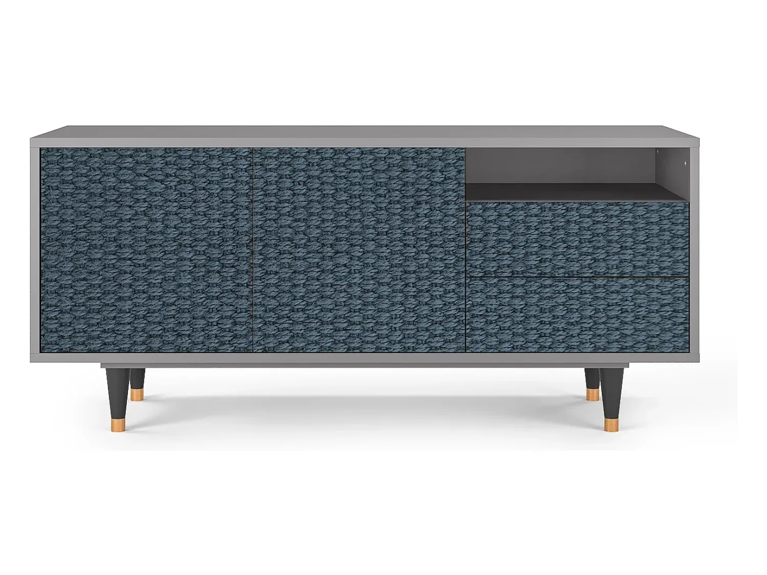 Móvel De Tv* Mueble de TV - 125х56х41 cm - T7 - Knitted Pattern, Cinza Cinzento