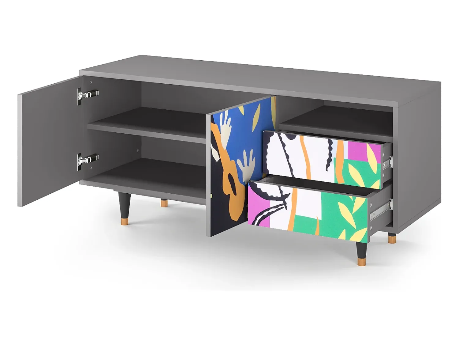 Móvel De Tv* Mueble de TV - 125х56х41 cm - T7 - La Tristesse du Roi, Cinza Cinzento