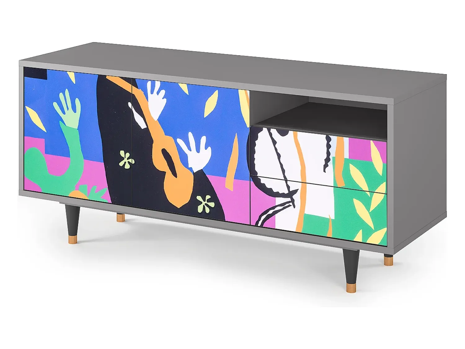 Móvel De Tv* Mueble de TV - 125х56х41 cm - T7 - La Tristesse du Roi, Cinza Cinzento