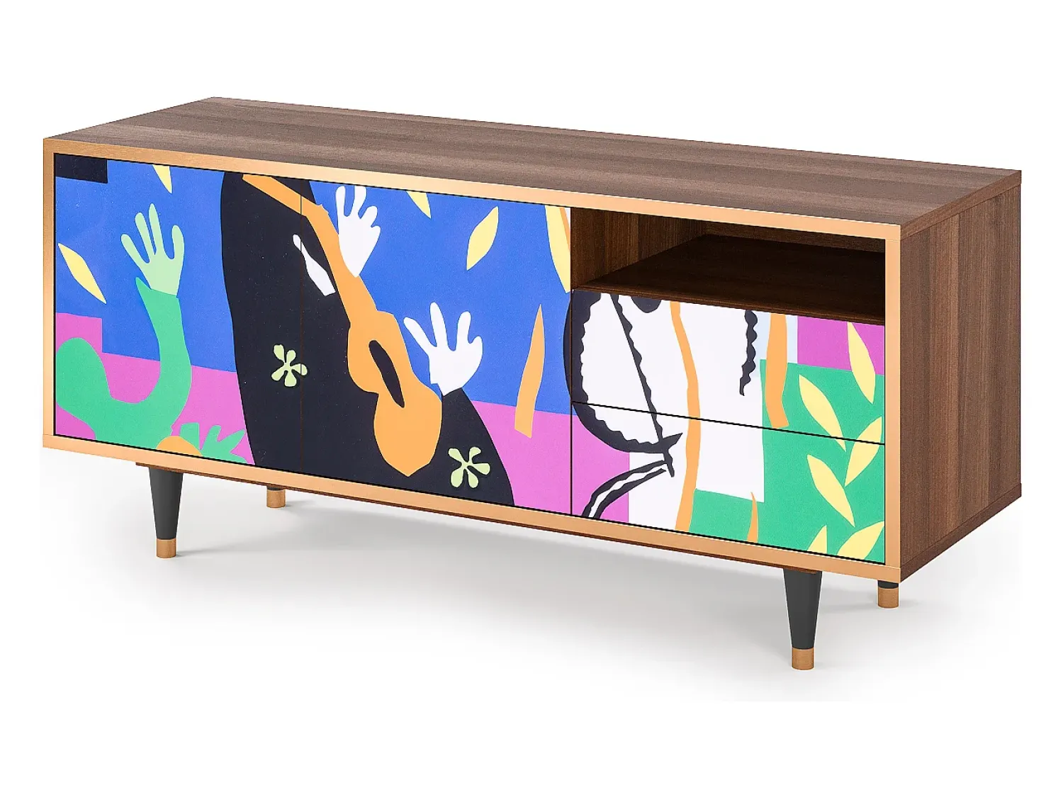 Móvel De Tv| Mueble de TV - 125х56х41 cm - T7 - La Tristesse du Roi, Nogueira Castanho