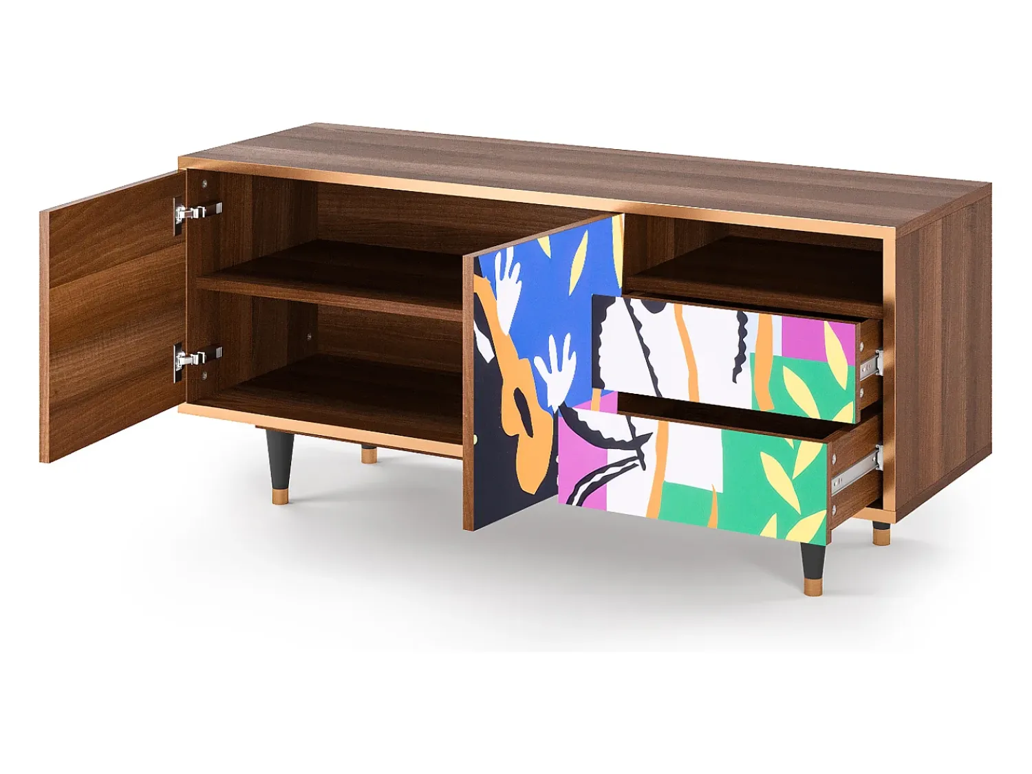 Móvel De Tv| Mueble de TV - 125х56х41 cm - T7 - La Tristesse du Roi, Nogueira Castanho