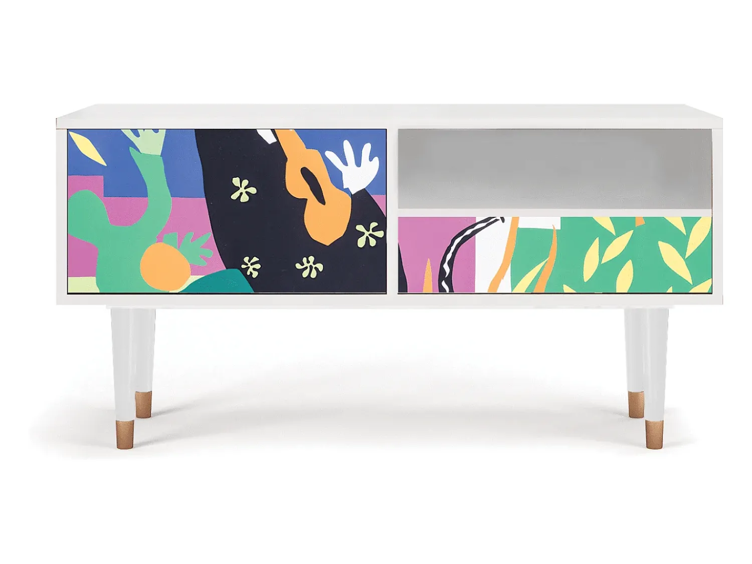 Móvel De Tv* Mueble de TV - 115х59х48 cm - T3 - La Tristesse du Roi, Branco Bege