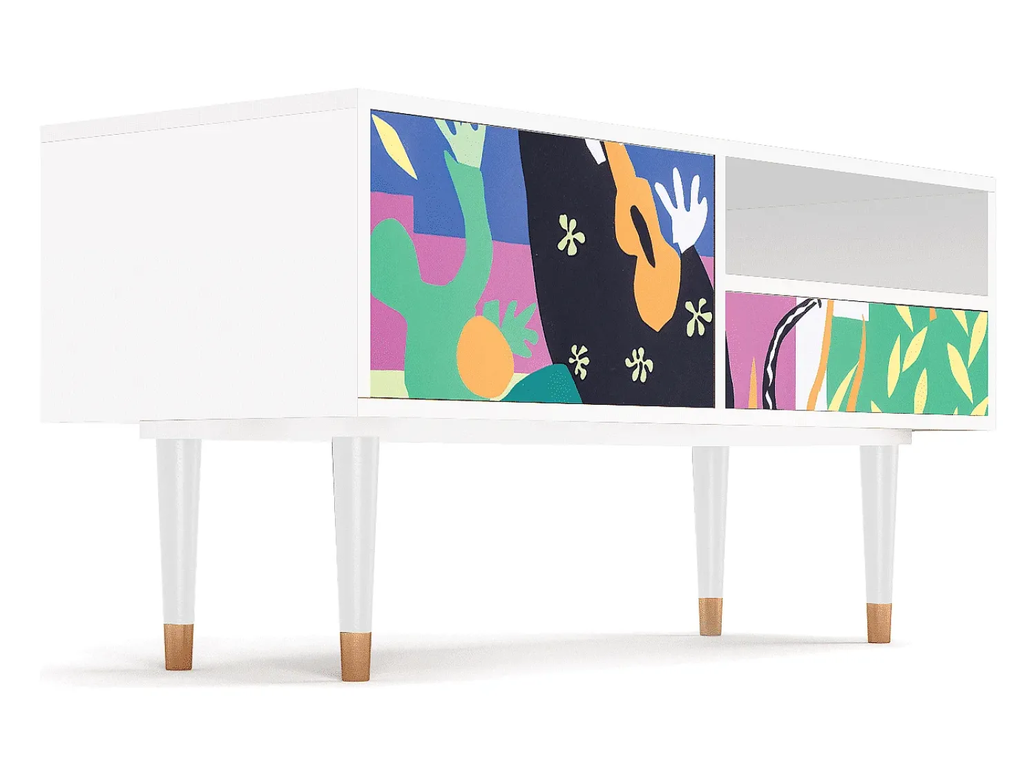Móvel De Tv* Mueble de TV - 115х59х48 cm - T3 - La Tristesse du Roi, Branco Bege