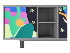 New Mueble de TV - 150х69х41 cm - T5 - La Tristesse du Roi, Cinza Cinzento