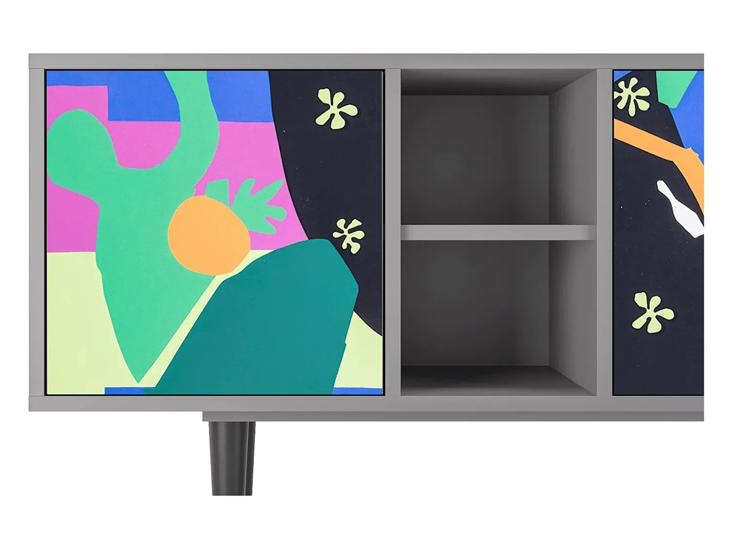 New Mueble de TV - 150х69х41 cm - T5 - La Tristesse du Roi, Cinza Cinzento