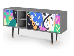 New Mueble de TV - 150х69х41 cm - T5 - La Tristesse du Roi, Cinza Cinzento