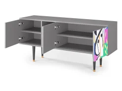 New Mueble de TV - 150х69х41 cm - T5 - La Tristesse du Roi, Cinza Cinzento