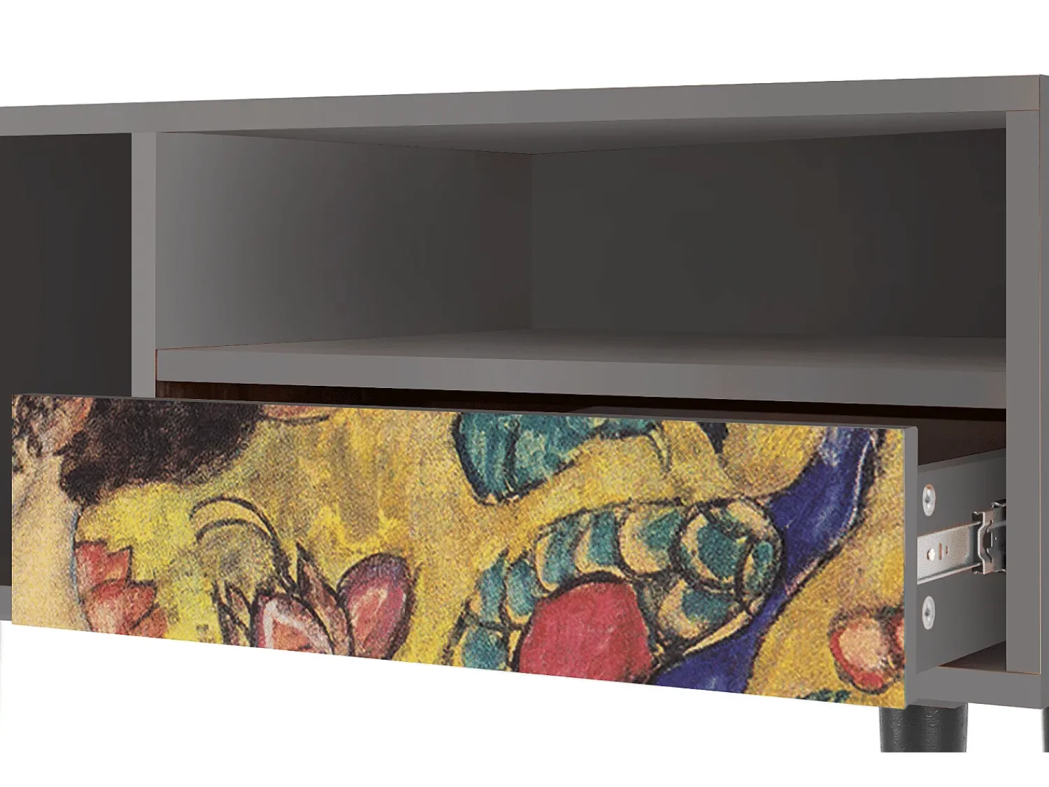 Best Mueble de TV - 115х59х48 cm - T3 - Lady with Fan by Klimt, Cinza Cinzento