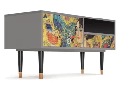 Best Mueble de TV - 115х59х48 cm - T3 - Lady with Fan by Klimt, Cinza Cinzento