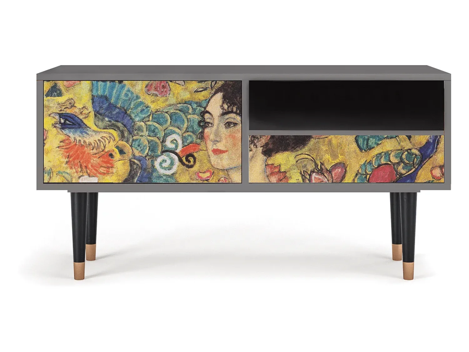 Best Mueble de TV - 115х59х48 cm - T3 - Lady with Fan by Klimt, Cinza Cinzento
