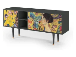 Móvel De Tv* Mueble de TV - 150х69х41 cm - T5 - Lady with Fan by Klimt, Antracite Cinza antracite