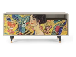 Móvel De Tv* Mueble de TV - 125х56х41 cm - T7 - Lady with Fan by Klimt, Areia Bege