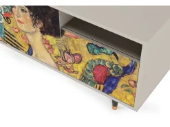Móvel De Tv* Mueble de TV - 125х56х41 cm - T7 - Lady with Fan by Klimt, Areia Bege