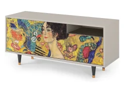 Móvel De Tv* Mueble de TV - 125х56х41 cm - T7 - Lady with Fan by Klimt, Areia Bege