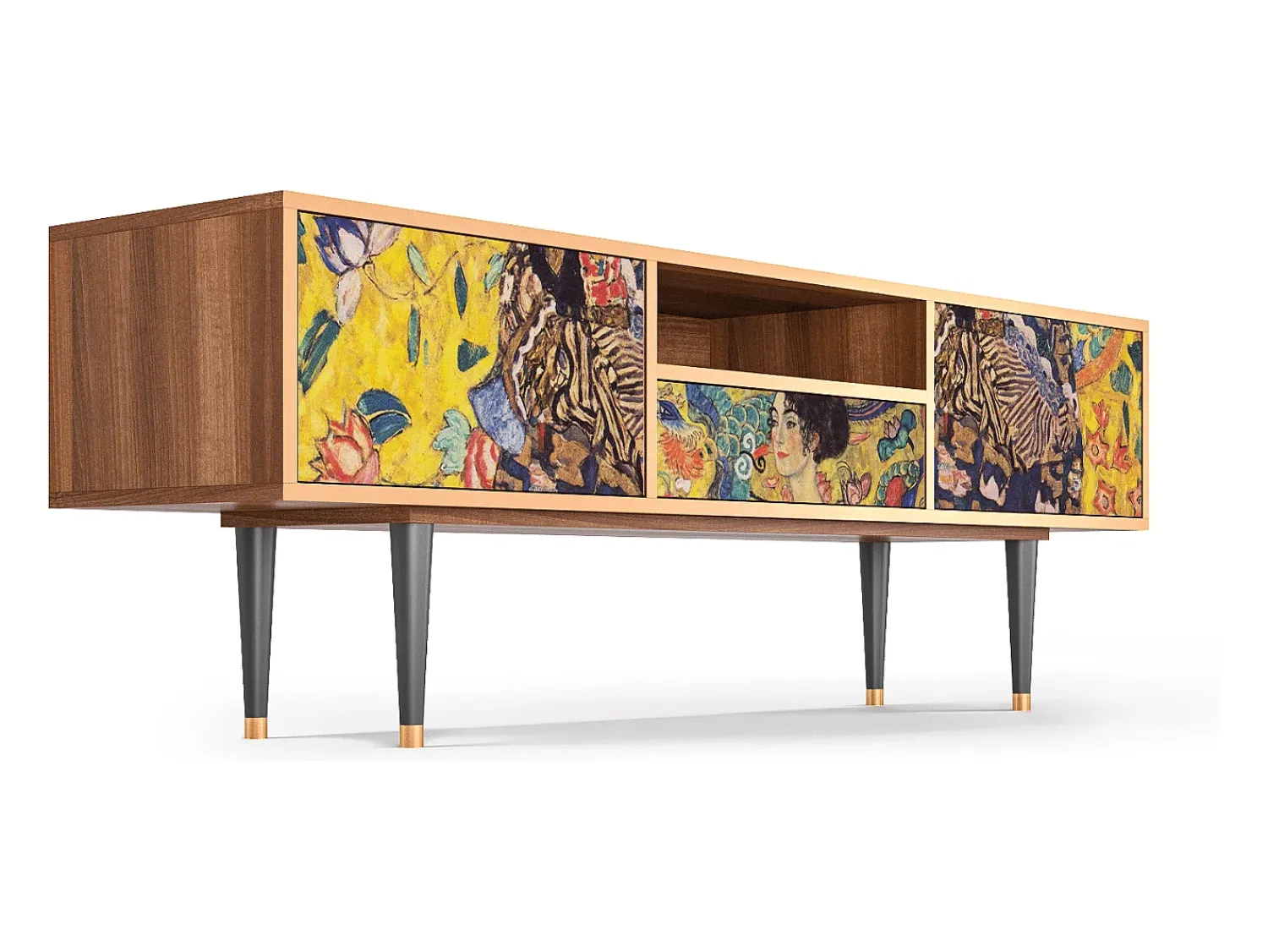Online Mueble de TV - 170х59х41 cm - T6 - Lady with Fan by Klimt, Nogueira Castanho
