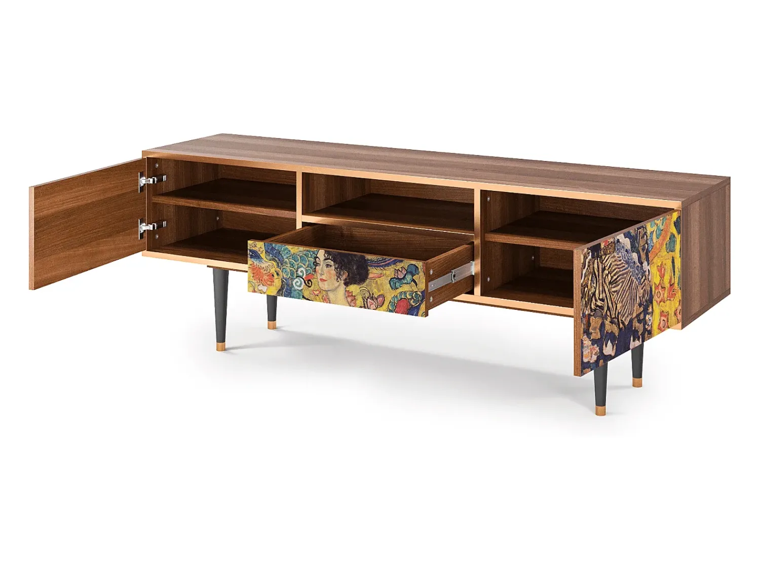 Online Mueble de TV - 170х59х41 cm - T6 - Lady with Fan by Klimt, Nogueira Castanho