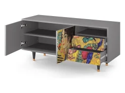 Móvel De Tv| Mueble de TV - 125х56х41 cm - T7 - Lady with Fan by Klimt, Cinza Cinzento