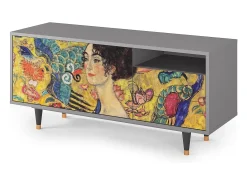 Móvel De Tv| Mueble de TV - 125х56х41 cm - T7 - Lady with Fan by Klimt, Cinza Cinzento