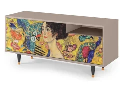 Best Mueble de TV - 125х56х41 cm - T7 - Lady with Fan by Klimt, Latte Bege