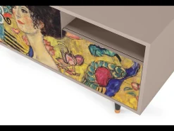 Best Mueble de TV - 125х56х41 cm - T7 - Lady with Fan by Klimt, Latte Bege