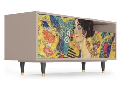 Best Mueble de TV - 125х56х41 cm - T7 - Lady with Fan by Klimt, Latte Bege