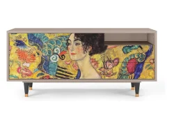Best Mueble de TV - 125х56х41 cm - T7 - Lady with Fan by Klimt, Latte Bege