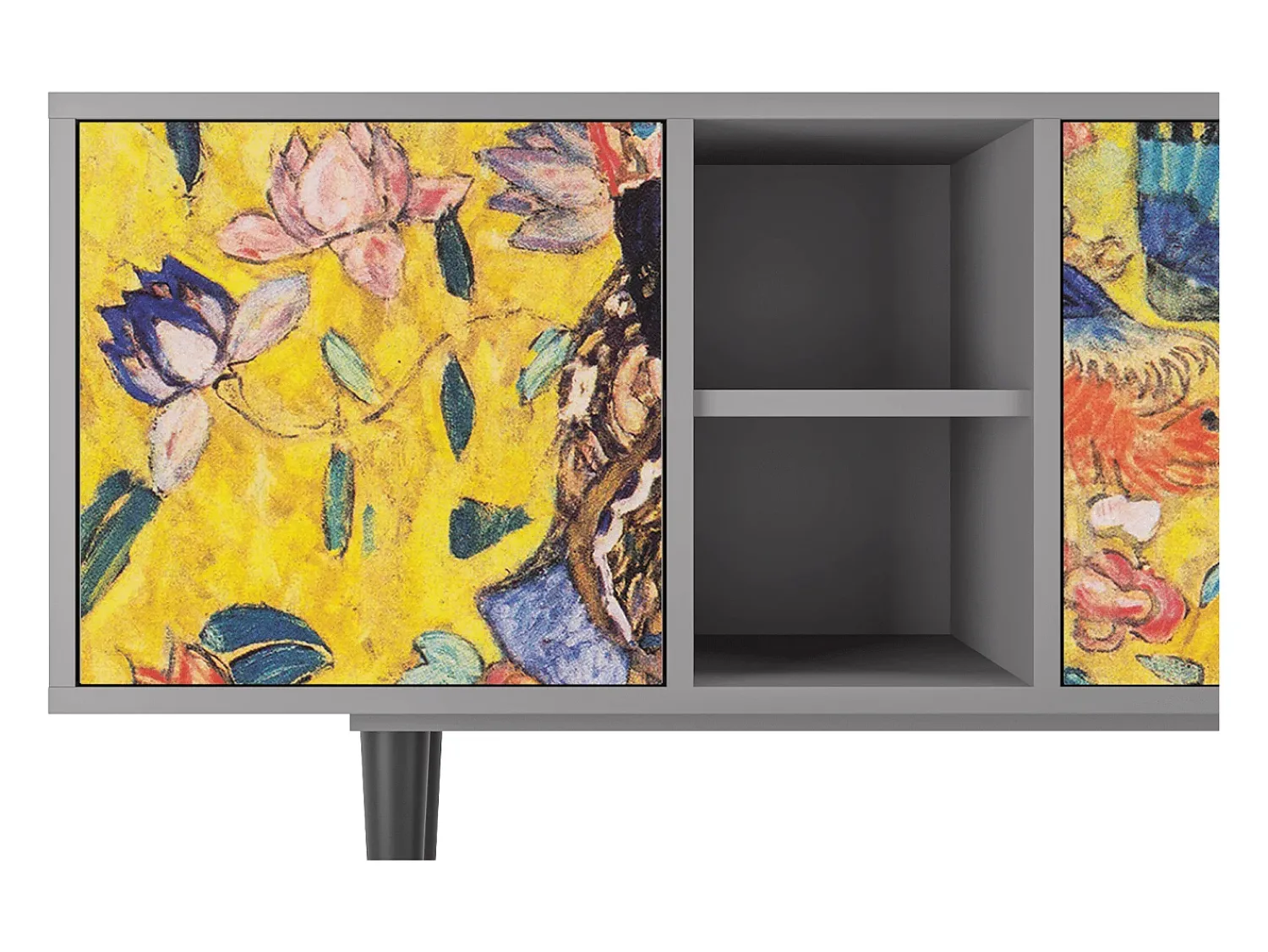 Mueble de TV - 150х69х41 cm - T5 - Lady with Fan by Klimt, Cinza^ Móvel De Tv