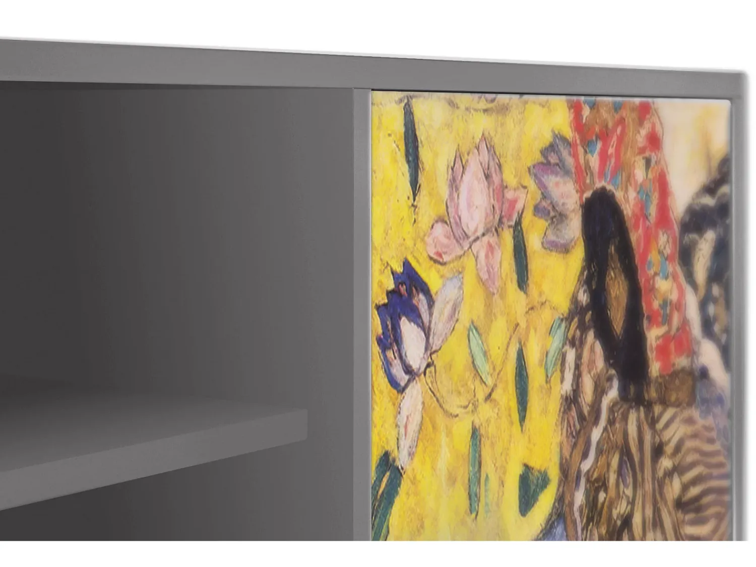 Mueble de TV - 170х69х48 cm - T2 - Lady with Fan by Klimt, Cinza^ Móvel De Tv