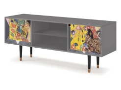 Mueble de TV - 170х69х48 cm - T2 - Lady with Fan by Klimt, Cinza^ Móvel De Tv