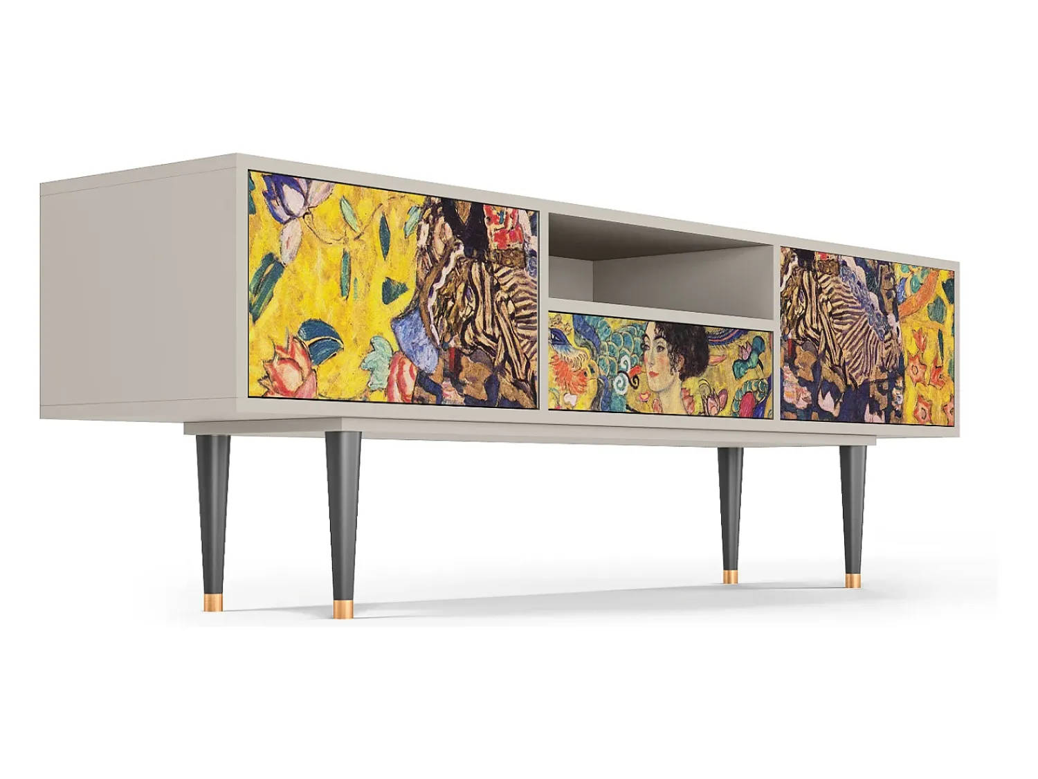 Móvel De Tv| Mueble de TV - 170х59х41 cm - T6 - Lady with Fan by Klimt, Areia Bege