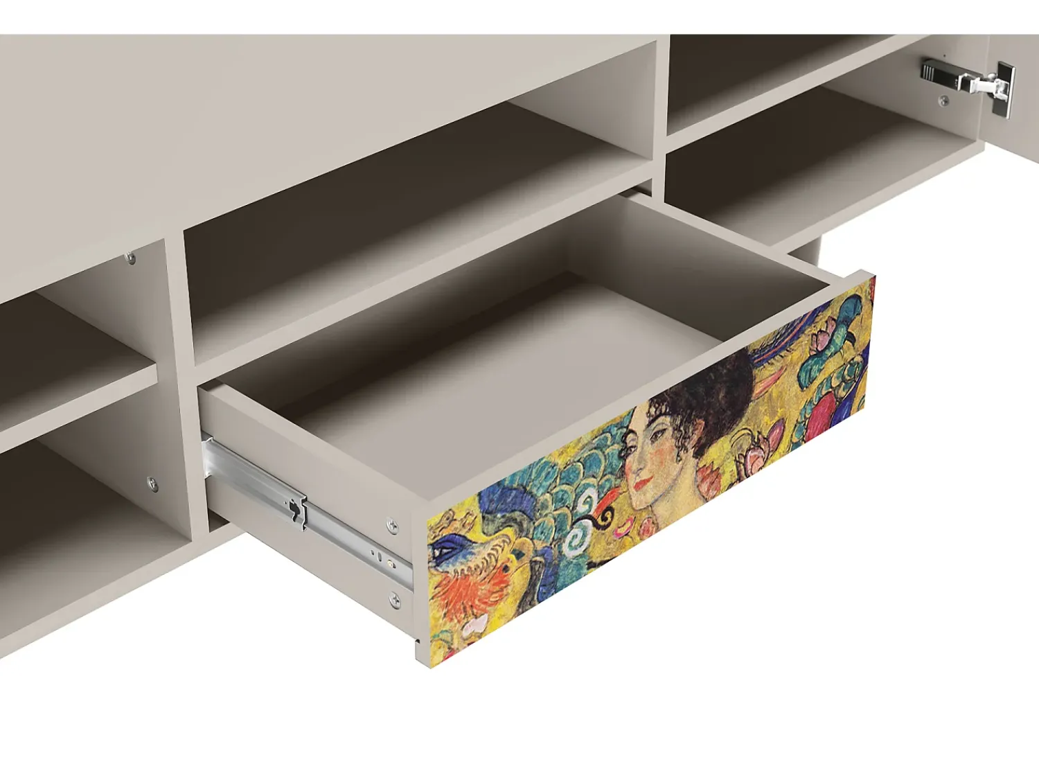 Móvel De Tv| Mueble de TV - 170х59х41 cm - T6 - Lady with Fan by Klimt, Areia Bege