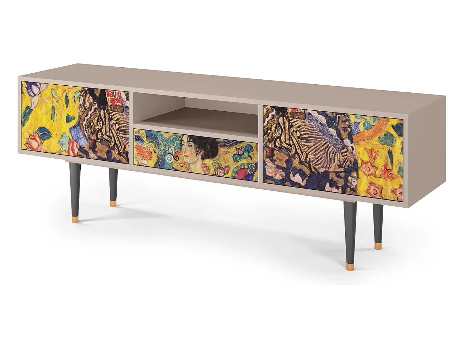 Móvel De Tv| Mueble de TV - 170х59х41 cm - T6 - Lady with Fan by Klimt, Areia Bege