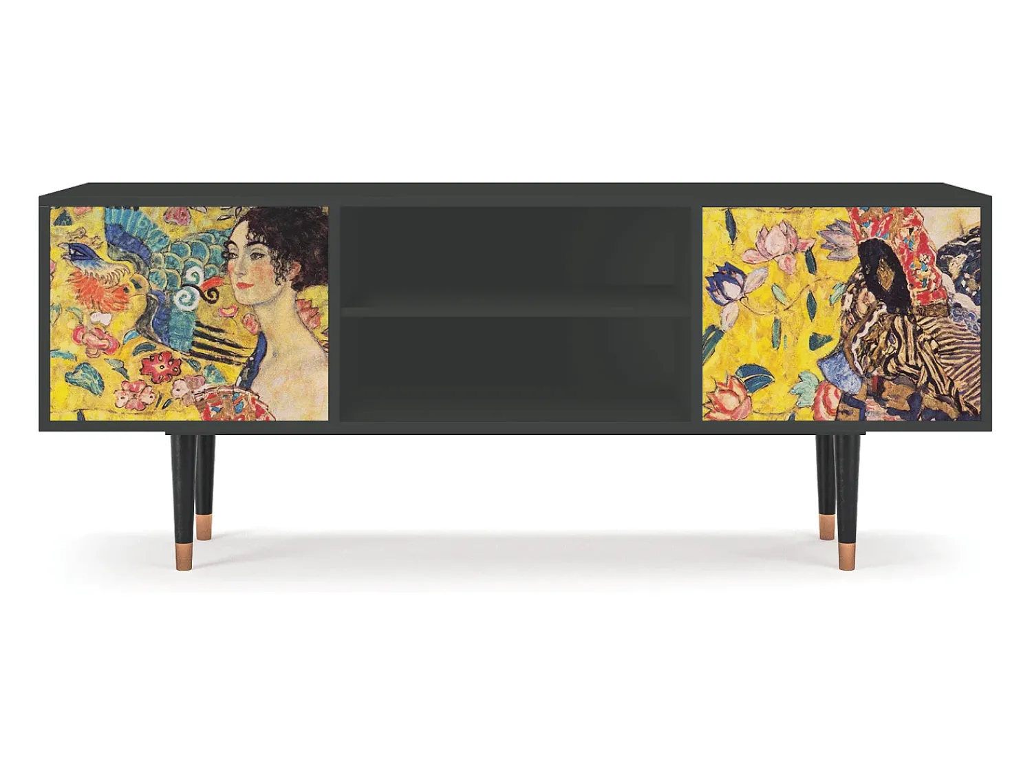 Móvel De Tv| Mueble de TV - 170х69х48 cm - T2 - Lady with Fan by Klimt, Antracite Cinza antracite