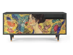Mueble de TV - 125х56х41 cm - T7 - Lady with Fan by Klimt, Antracite^ Móvel De Tv