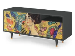 Mueble de TV - 125х56х41 cm - T7 - Lady with Fan by Klimt, Antracite^ Móvel De Tv
