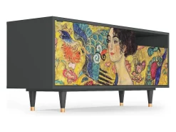 Mueble de TV - 125х56х41 cm - T7 - Lady with Fan by Klimt, Antracite^ Móvel De Tv