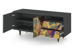 Mueble de TV - 125х56х41 cm - T7 - Lady with Fan by Klimt, Antracite^ Móvel De Tv