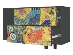 Móvel De Tv* Mueble de TV - 170х69х48 cm - T1 - Lady with Fan by Klimt, Antracite Cinza antracite