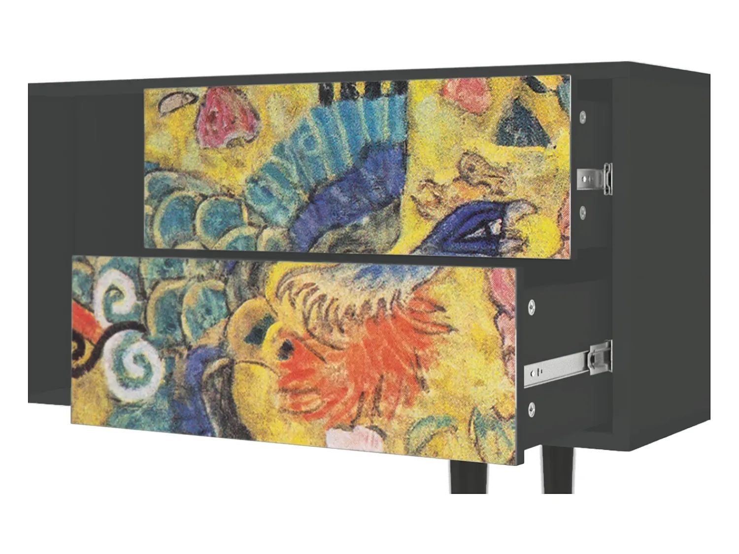 Móvel De Tv* Mueble de TV - 170х69х48 cm - T1 - Lady with Fan by Klimt, Antracite Cinza antracite