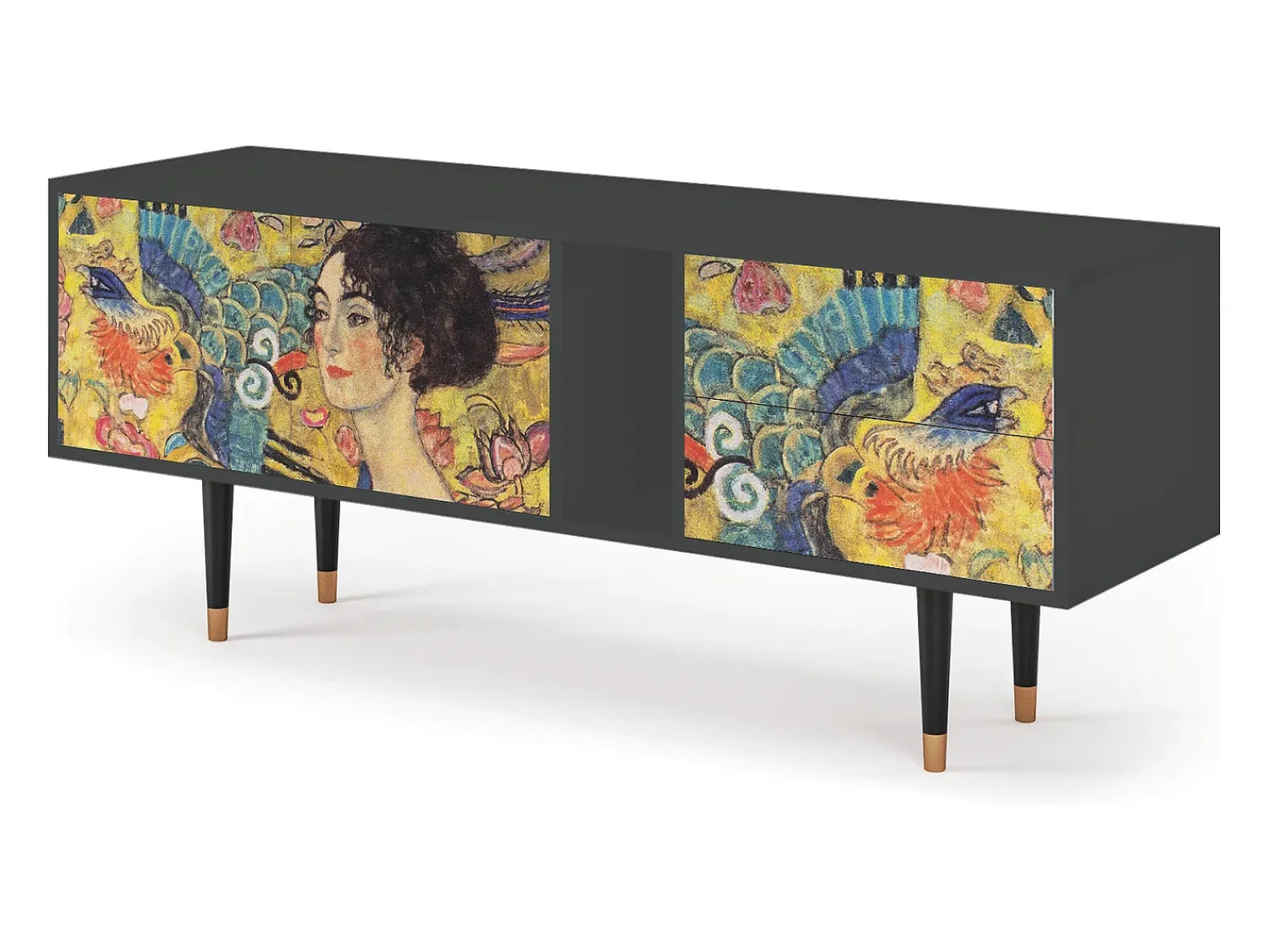 Móvel De Tv* Mueble de TV - 170х69х48 cm - T1 - Lady with Fan by Klimt, Antracite Cinza antracite