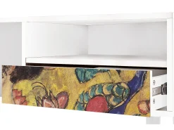 Móvel De Tv| Mueble de TV - 115х59х48 cm - T3 - Lady with Fan by Klimt, Branco Bege
