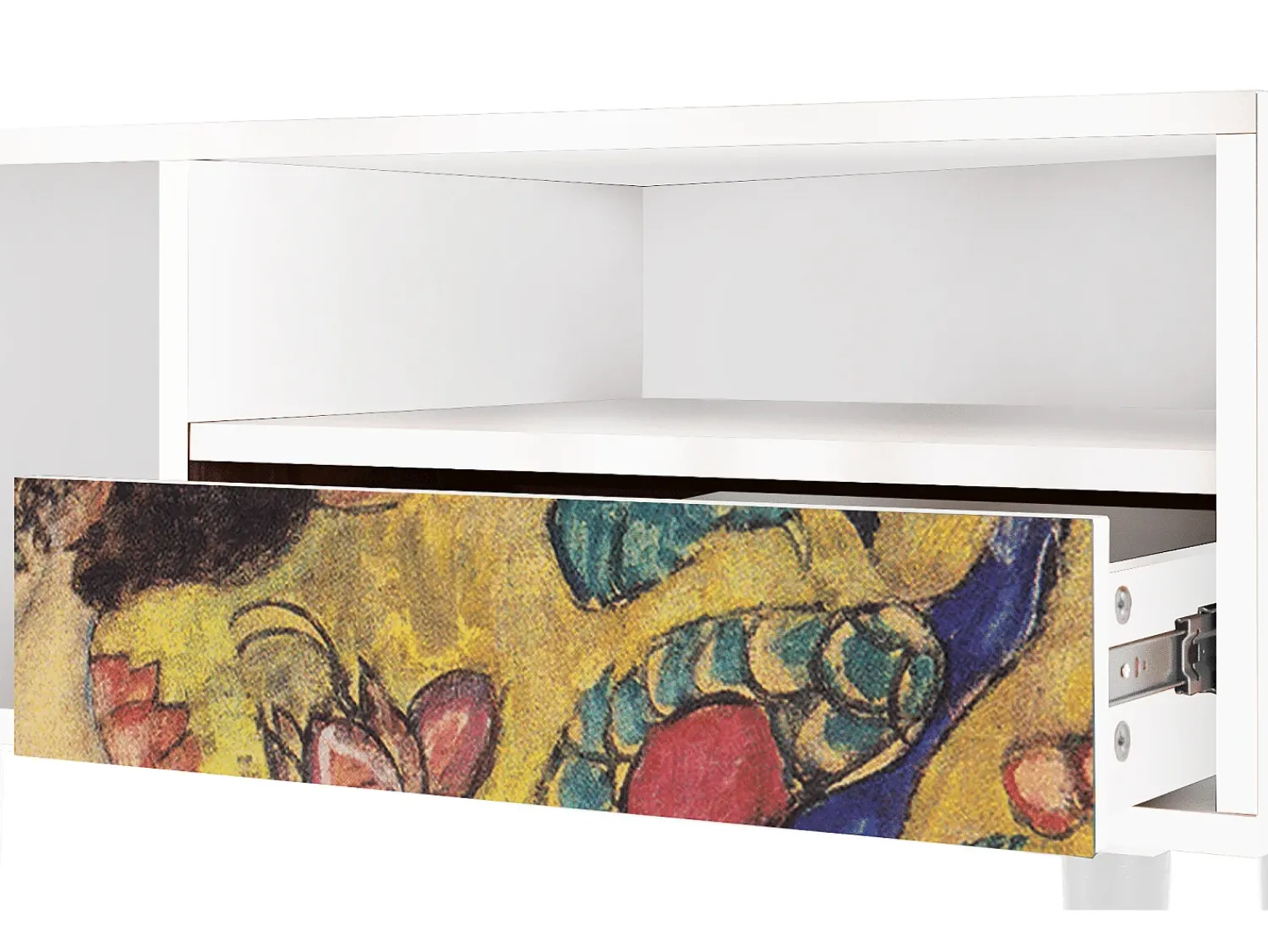Móvel De Tv| Mueble de TV - 115х59х48 cm - T3 - Lady with Fan by Klimt, Branco Bege